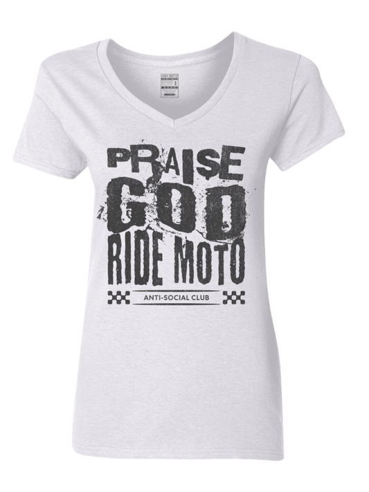 Praise god Ride moto vneck