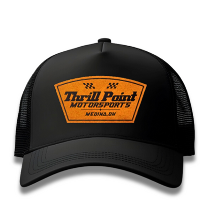 Thrill Point Leather Badge Trucker Hat
