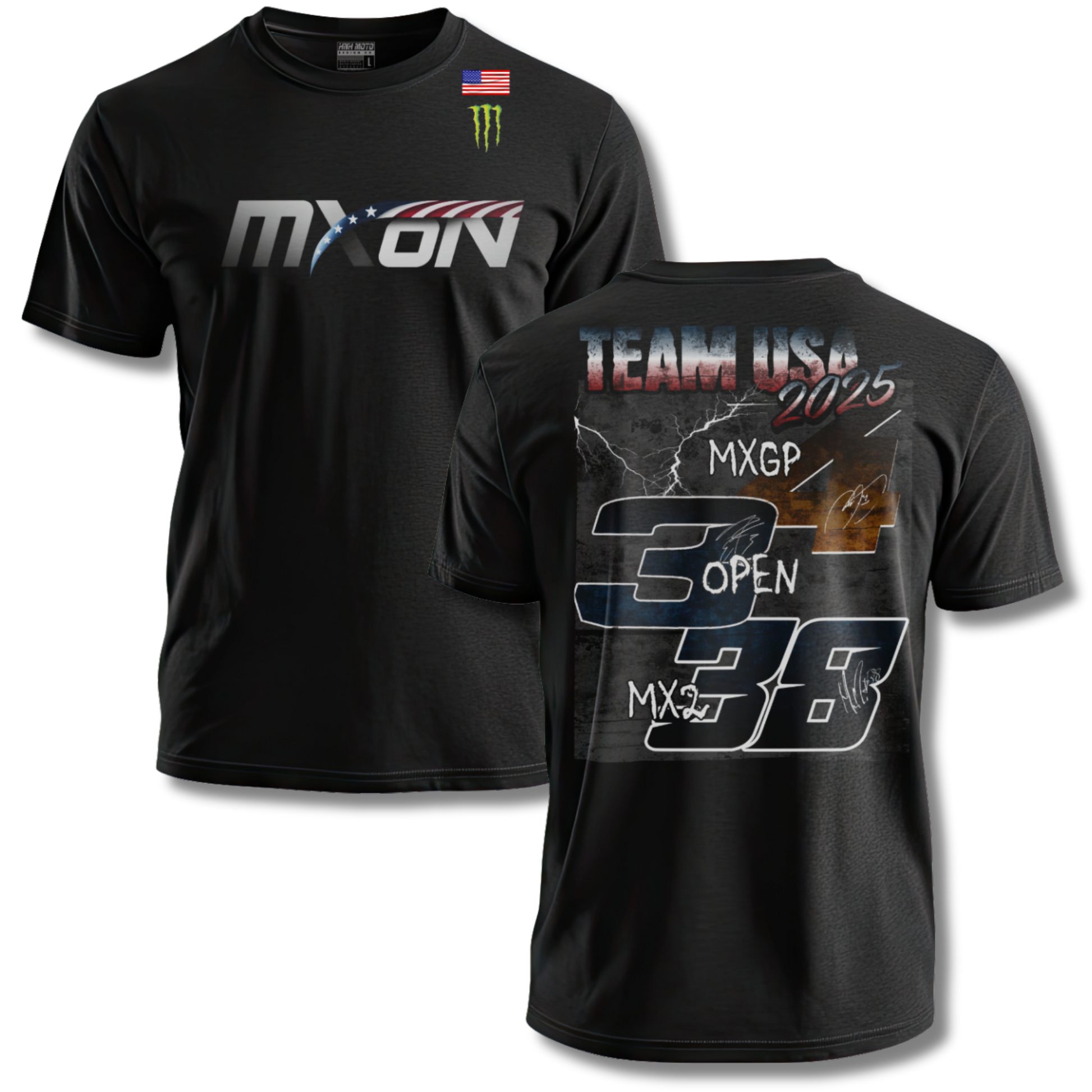 Black t-shirt with MXGP branding on a white background